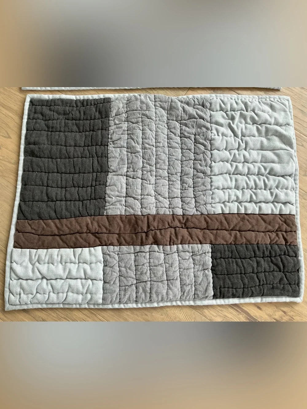 Pottery Barn Tonal Block Quilted Standard Shams Set of 2 Black Grey Brown